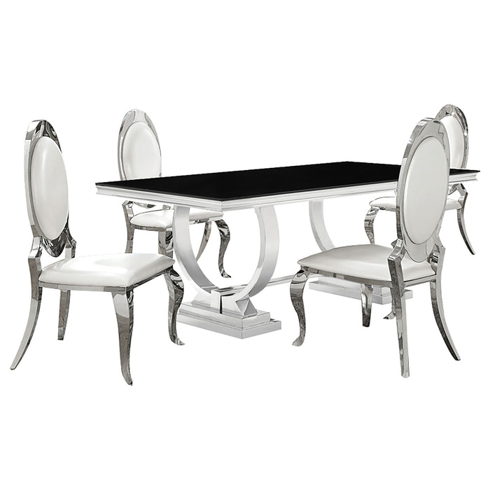 Antoine Rectangular Glass Top Dining Set Chrome