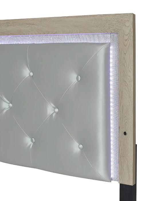 Crown Mark Furniture Jaylen Queen Upholstered Panel Bed in Gray