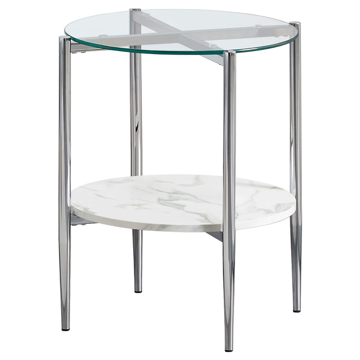 Cadee Round Glass Top End Table Clear and Chrome image