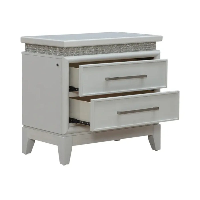 Reflections 2-Drawer Nightstand with 3-Way Touch LED Lights and Charging Station