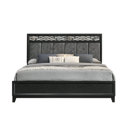 Obsidian 5/0 Q Headboard, Footboard & Slats-Black