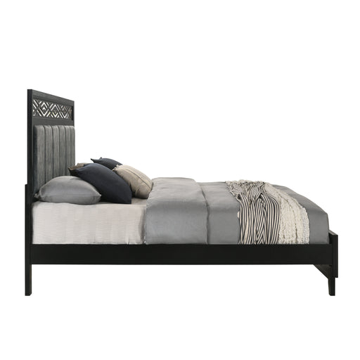 Obsidian 5/0 Q Headboard, Footboard & Slats-Black