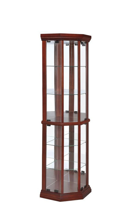 Appledale 6-shelf Corner Curio Cabinet Medium Brown