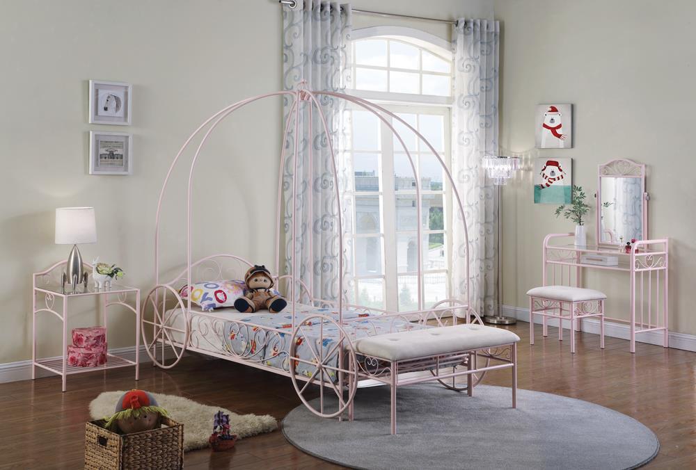 Massi Twin Canopy Bed Powder Pink