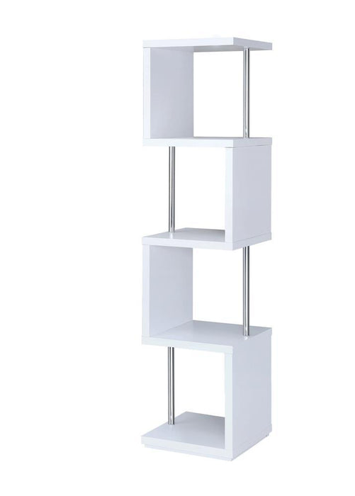 Baxter 4-shelf Bookcase White and Chrome