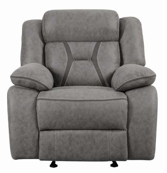 Higgins Overstuffed Upholstered Glider Recliner Grey