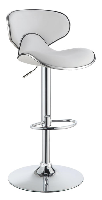 Edenton Upholstered Adjustable Height Bar Stools White and Chrome (Set of 2)