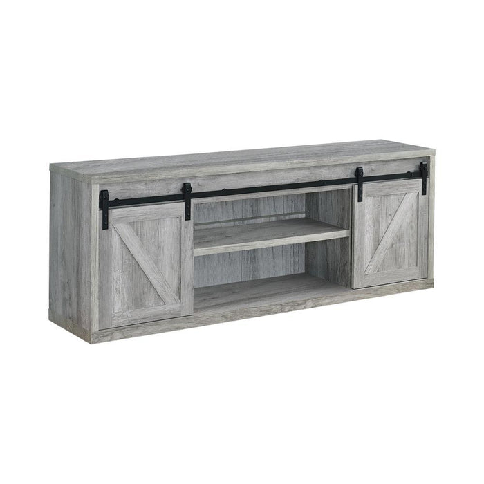 Brockton 71-inch 3-shelf Sliding Doors TV Console Grey Driftwood