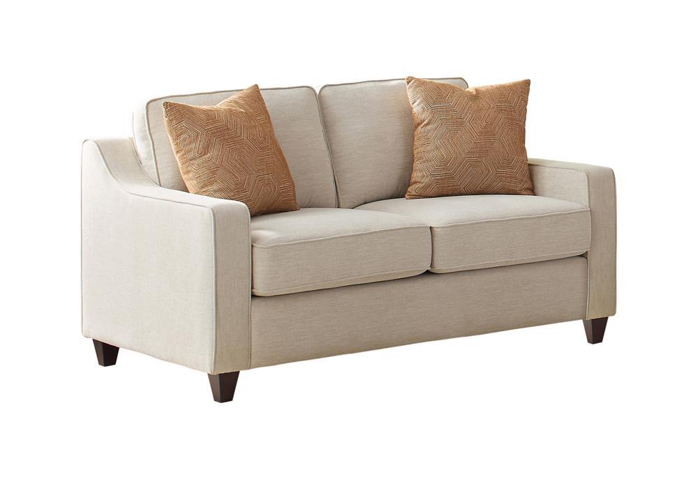 Christine Upholstered Cushion Back Loveseat Beige