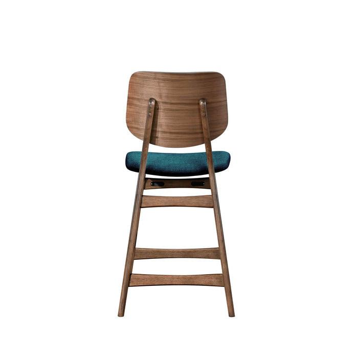 Oscar Counter Chair With Forest Green Cushion-Walnut