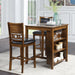 Gia 3 Pc 30" Storage Counter Table & 2 Chairs-Brown