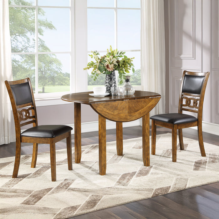 Gia 3 Pc 42" Drop Leaf Dining Table & 2 Chairs-Brown