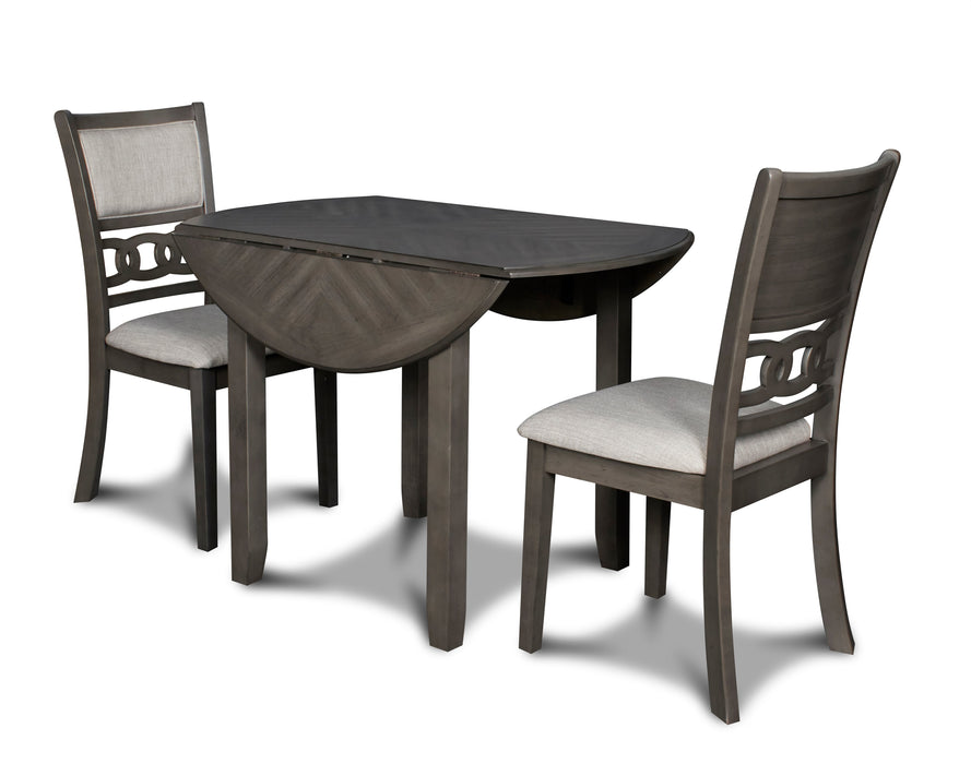 Gia 3 Pc 42" Drop Leaf Dining Table & 2 Chairs-Gray