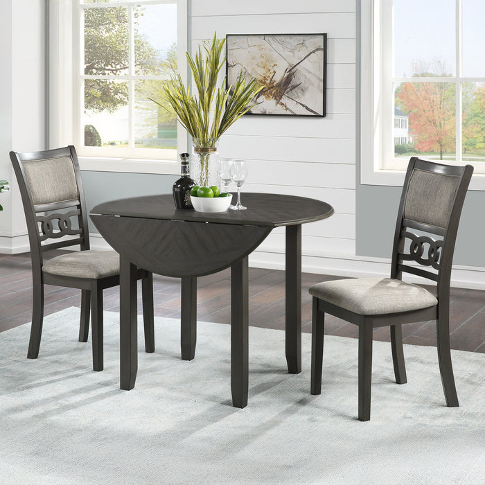 Gia 3 Pc 42" Drop Leaf Dining Table & 2 Chairs-Gray