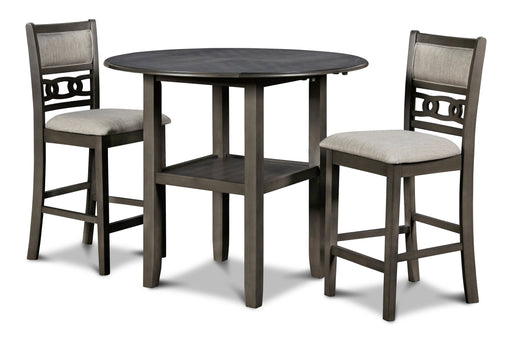 Gia 3 Pc 42" Counter Drop Leaf Table & 2 Chairs-Gray