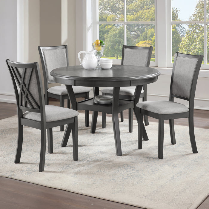Amy 5 Pc 47" Round Dining Set-Gray