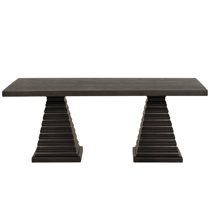 Plateau Rectangle Table Pedestal Base-Rustic Espresso