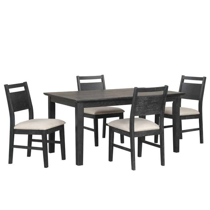 Sable Crest 5 Piece Rectangle Dining Table & 4 Chairs-Black