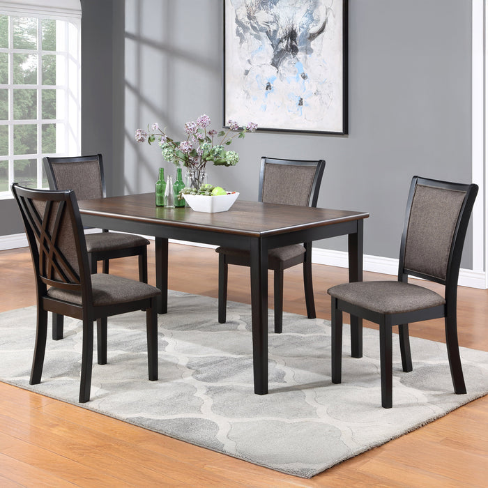 Potomac 60" Rectangle Dining Table & 4 Chairs-Brown/Black