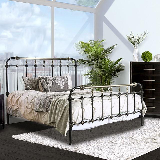 RIANA Antique Black Metal E.King, Full, Queen, & Twin Bed