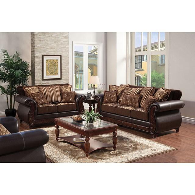 Franklin Dark Brown/Tan Sofa, Dark Brown