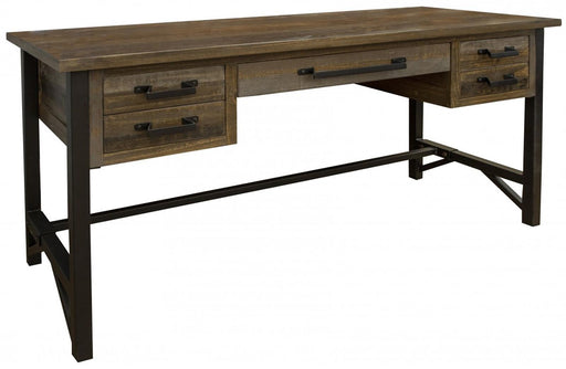 Loft Brown 5 Drawer Desk in Gray and Brown image