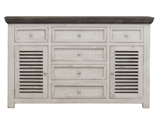 Stone 6 Drawer and 2 Doors Console Ivory and Stone Finish image