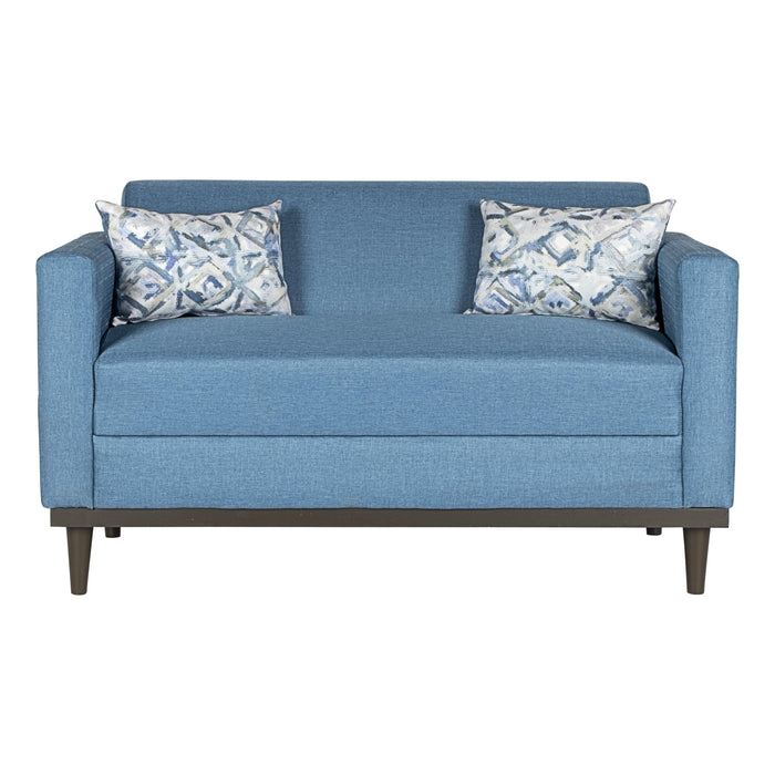 AIDEN LOVESEAT W/2 THROW PILLOWS-BLUE