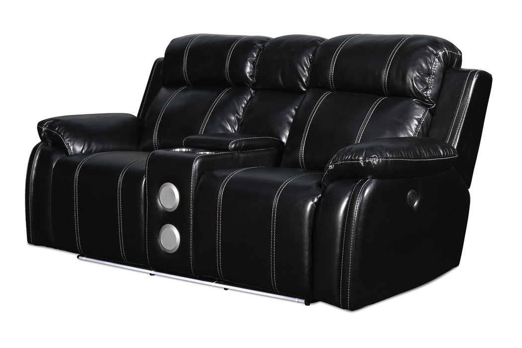 FUSION CONSOLE LOVESEAT W/SPEAKER & PWR FTRST-EBONY image