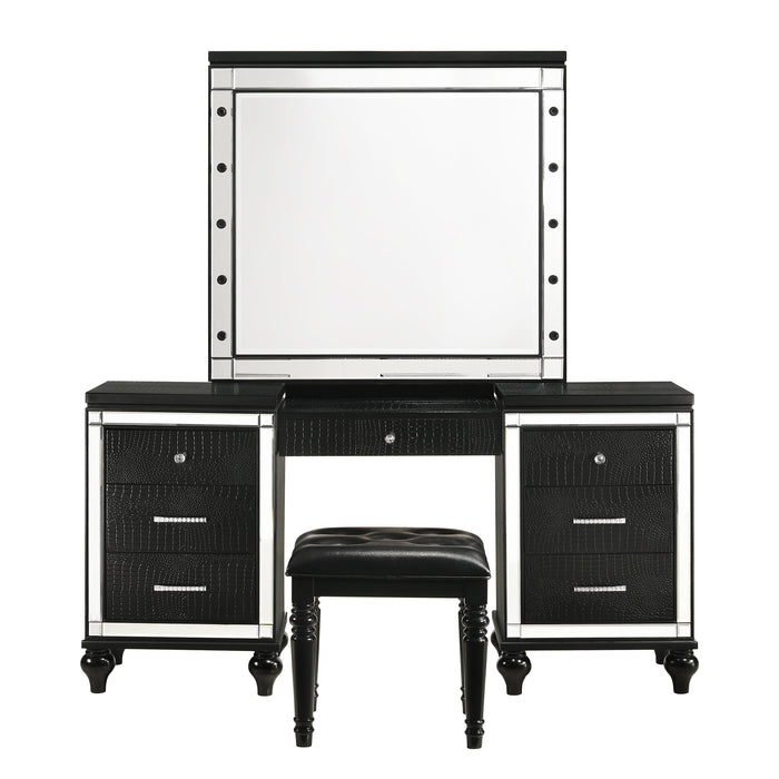 VALENTINO VANITY TABLE STOOL-BLACK