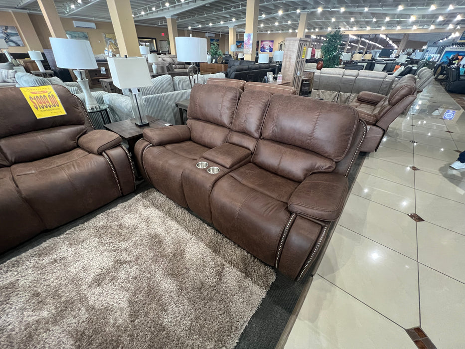 Transitional Power Reclining Sofa And Loveseat Set (Floor Model)