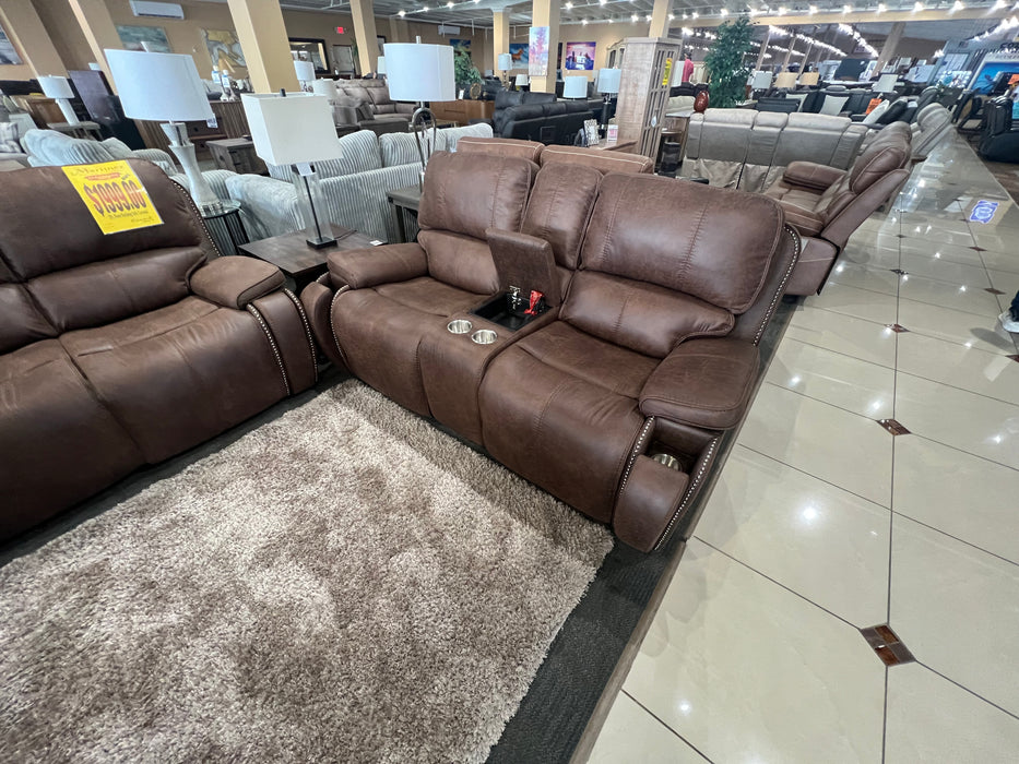 Transitional Power Reclining Sofa And Loveseat Set (Floor Model)