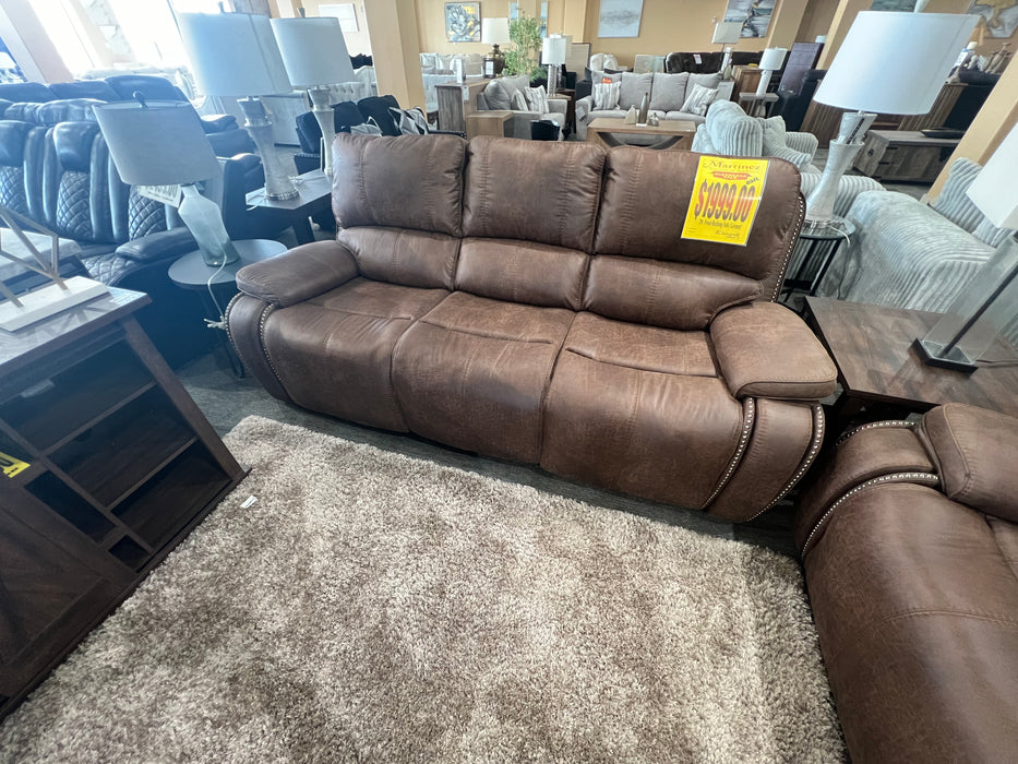 Transitional Power Reclining Sofa And Loveseat Set (Floor Model)