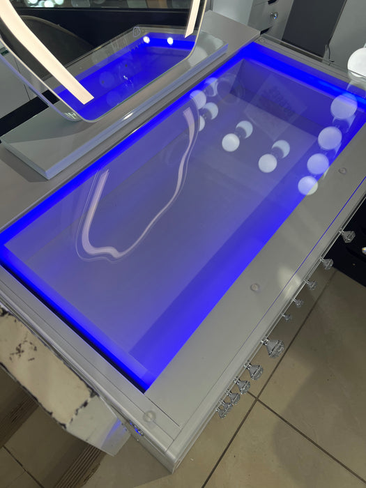 Twelve Drawer Vanity With Mirror And LED Lights (Floor Model)