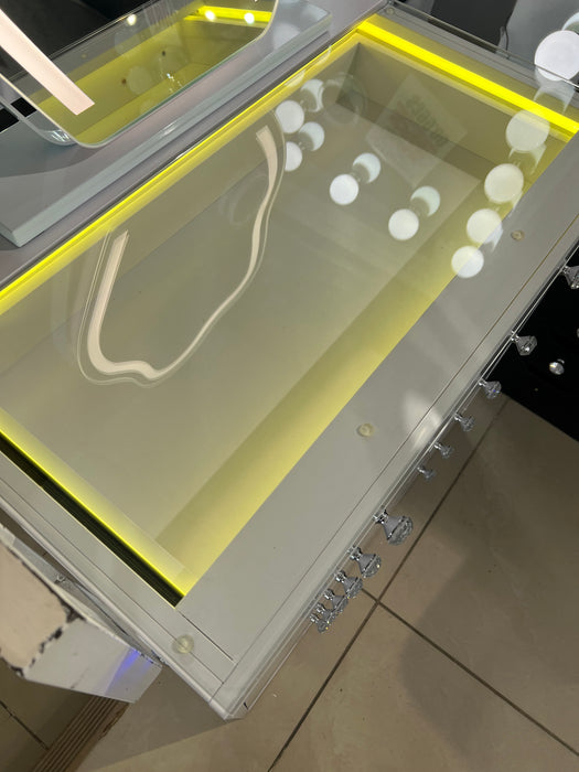 Twelve Drawer Vanity With Mirror And LED Lights (Floor Model)