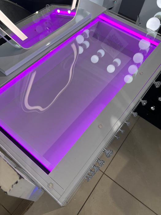 Twelve Drawer Vanity With Mirror And LED Lights (Floor Model)