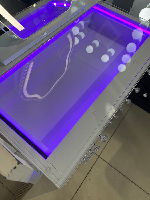 Twelve Drawer Vanity With Mirror And LED Lights (Floor Model)