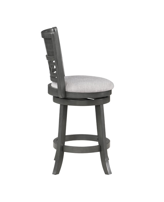Gia 24" Swivel Counter Stool-Gray W/Gray Fabric Seat