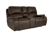 Brookings Console Loveseat W/Pwr Hr & Fr-Brown