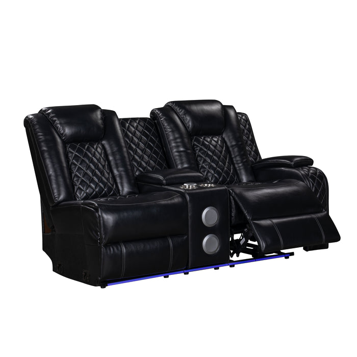 Orion Ii Raf Console Loveseat W/1 Recliner-Black