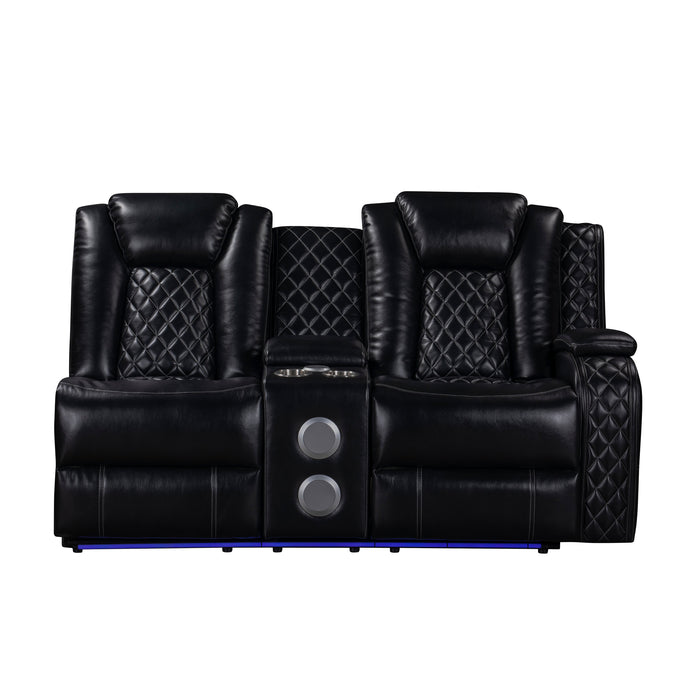 Orion Ii Raf Console Loveseat W/1 Recliner-Black