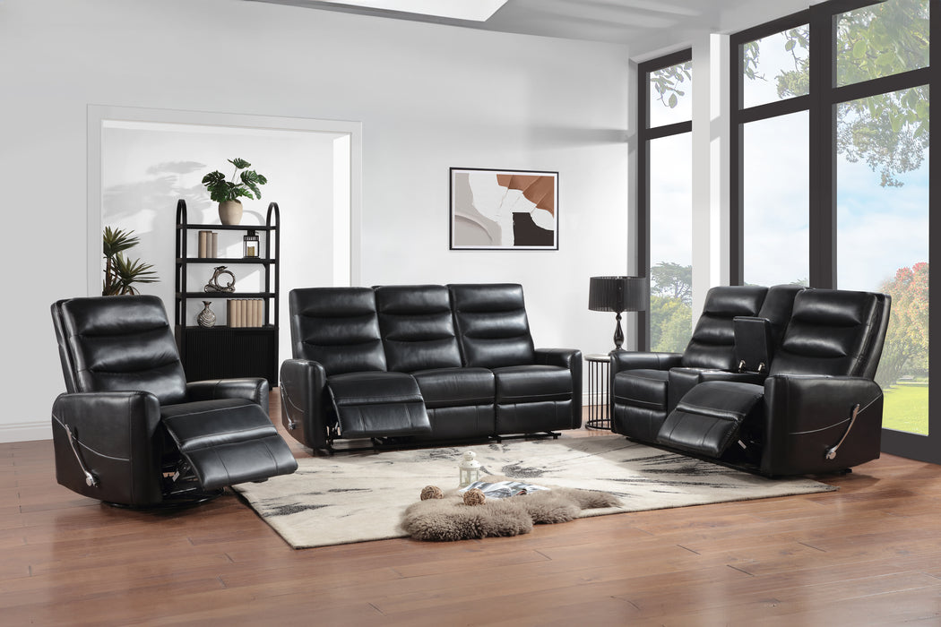 Takami Swivel Recliner-Black Vegan Leather