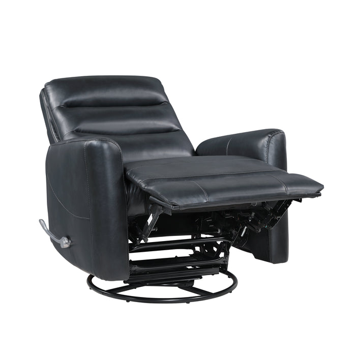Takami Swivel Recliner-Black Vegan Leather