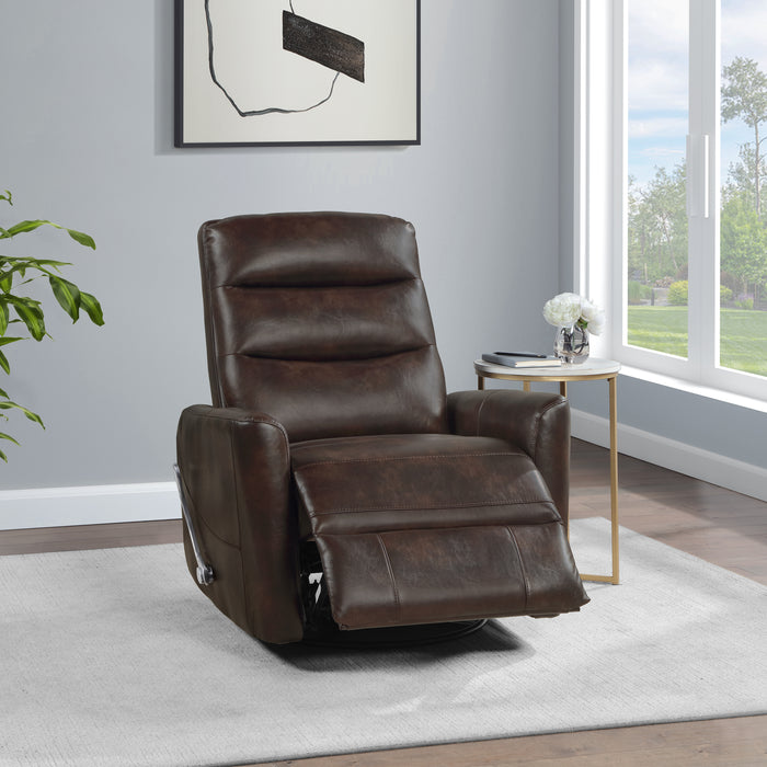 Takami Swivel Recliner-Brown Vegan Leather