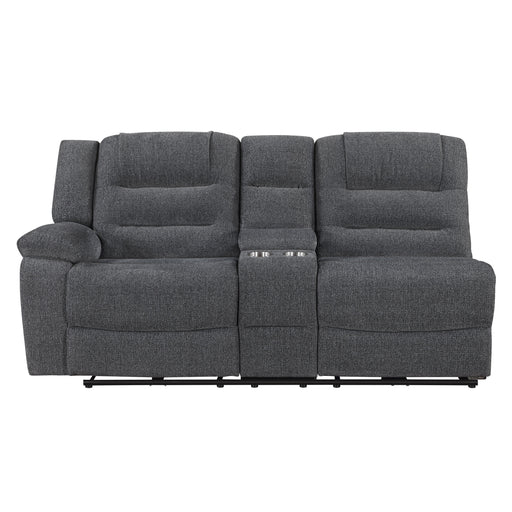 Redondo Laf Console Loveseat W/ 2 Recliners-Dk Gray