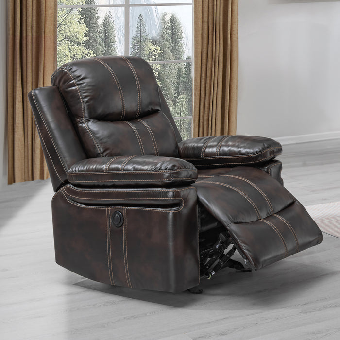 Kellen Glider Recliner W/Pwr Fr-Brown