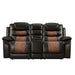 Nikko Console Loveseat W/ Dual Recliners-Brown