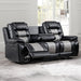 Nikko Sofa W/Dual Recliner-Black/Gray