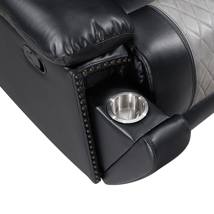 Nikko Sofa W/Dual Recliner-Black/Gray
