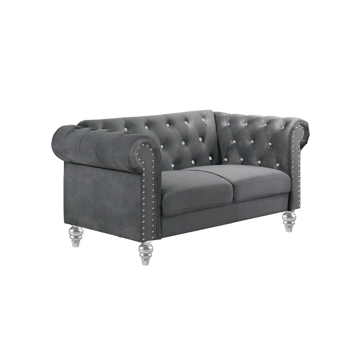 Emma Crystal Loveseat-Gray